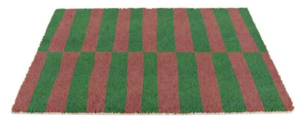 Zerbino in fibre di cocco 40x60 cm Pink & Green Half Stripes – Artsy Doormats