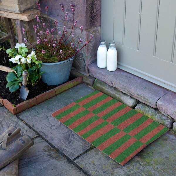 Zerbino in fibre di cocco 40x60 cm Pink & Green Half Stripes – Artsy Doormats