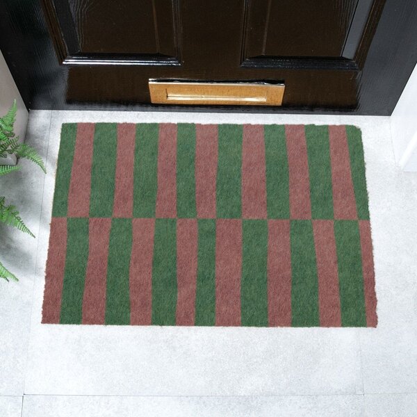 Zerbino in fibre di cocco 40x60 cm Pink & Green Half Stripes – Artsy Doormats