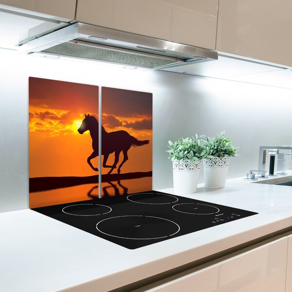 Tagliere in vetro Cavallo tramonto 60x52 cm