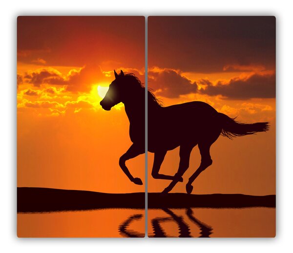 Tagliere in vetro Cavallo tramonto 60x52 cm