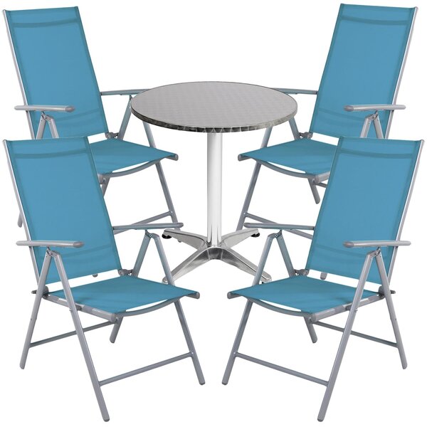 Set da bistrot, 5 pezzi, grigio argento / petrolio