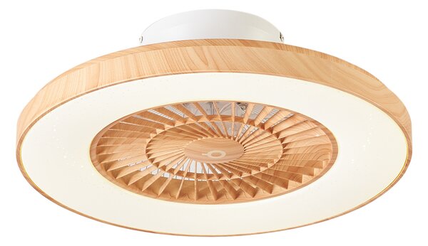 Ventilatore da soffitto con stampa legno effetto stella 60cm incl. LED dimmerabile con telecomando - Climo