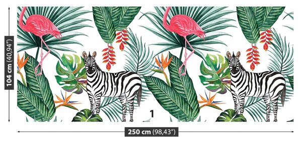 Carta da parati Zebra e fenicottero 104x70 cm