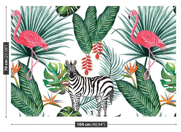 Carta da parati Zebra e fenicottero 104x70 cm