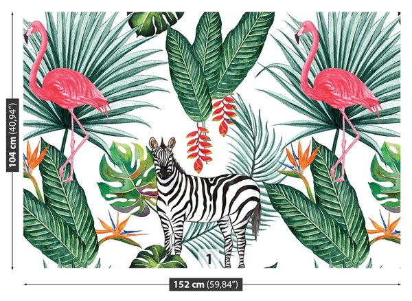 Carta da parati Zebra e fenicottero 104x70 cm