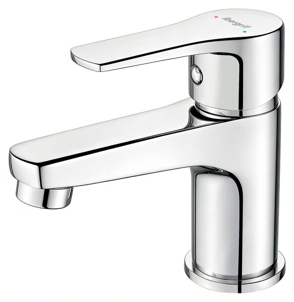Rubinetto da bagno Ibergrif cromato - Miscelatore compatto per acqua fredda e calda, rubinetto monocomando per lavabo da bagno degli ospiti con cartuccia in Vetroceramica, a risparmio idrico, inclusi tubi flessibili G 3/8, M11057
