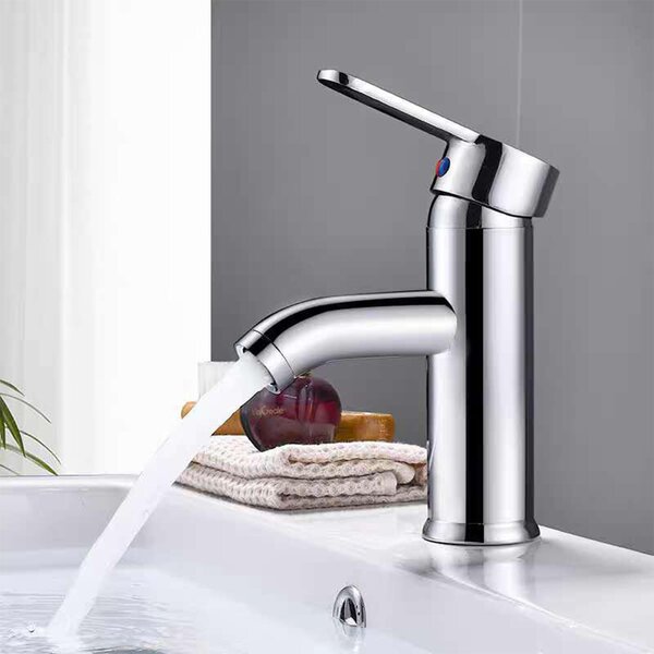 Rubinetto per lavabo da bagno in acciaio inossidabile, con beccuccio curvo, finitura argento