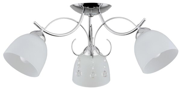 Lampada da soffitto OTELIA cromata bianca 3xE27x15W in metallo, dimensioni: 25x60x60 cm, IP20, Alfa