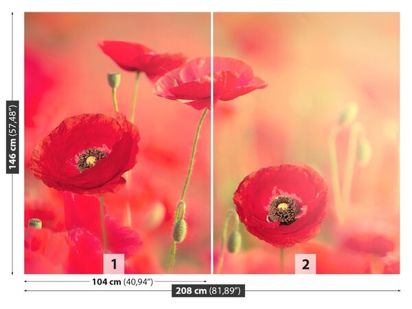 Carta da parati Poppies rossi 104x70 cm