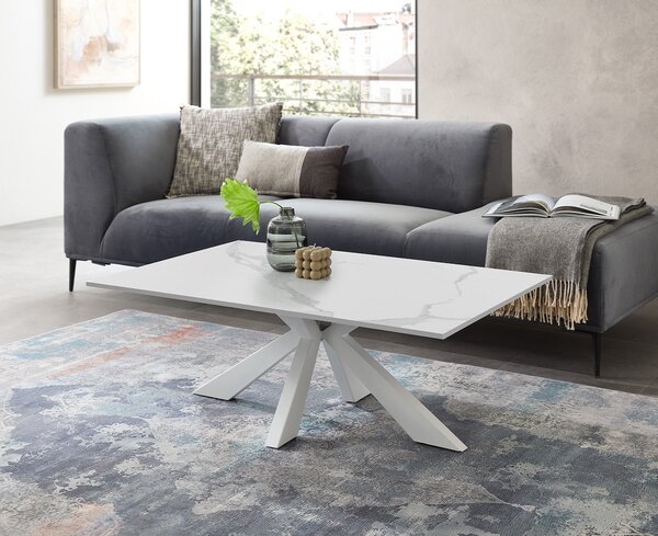 Tavolino Noah 110x70 cm, bianco marmorizzato