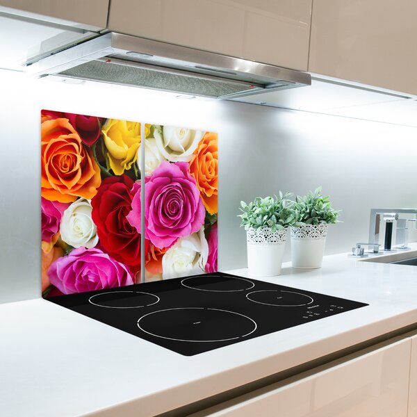 Tagliere in vetro temperato Rose colorate 60x52 cm