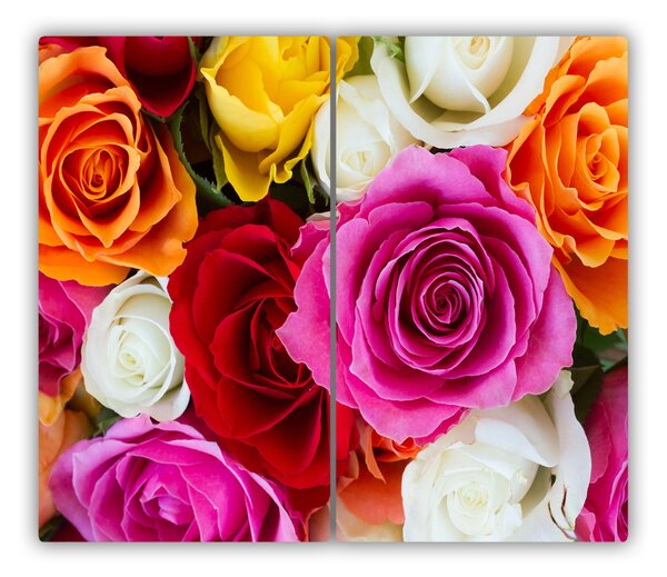 Tagliere in vetro temperato Rose colorate 60x52 cm