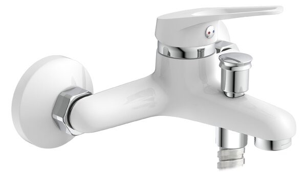 NI023SCR-W, miscelatore per vasca da bagno, rubinetto monocomando per vasca con deviatore, bianco, 12,7 x 17,8 x 8,6 cm; 800 grammi
