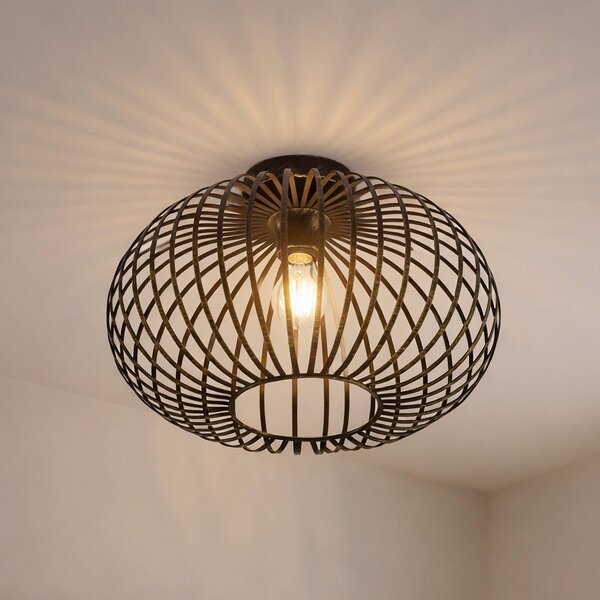Plafoniera soffitto Rosalea Lindby, dimmerabile, Nero, Soggiorno / Sala da pranzo, Metallo, Moderno, Plafoniera