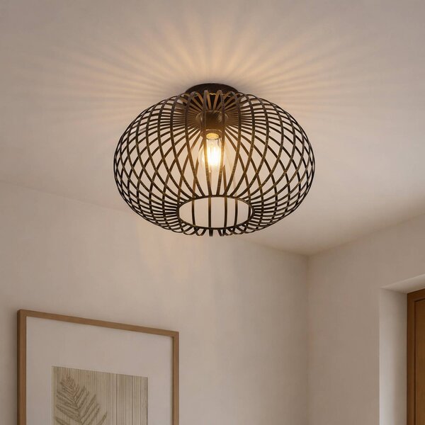 Plafoniera soffitto Rosalea Lindby, dimmerabile, Nero, Soggiorno / Sala da pranzo, Metallo, Moderno, Plafoniera