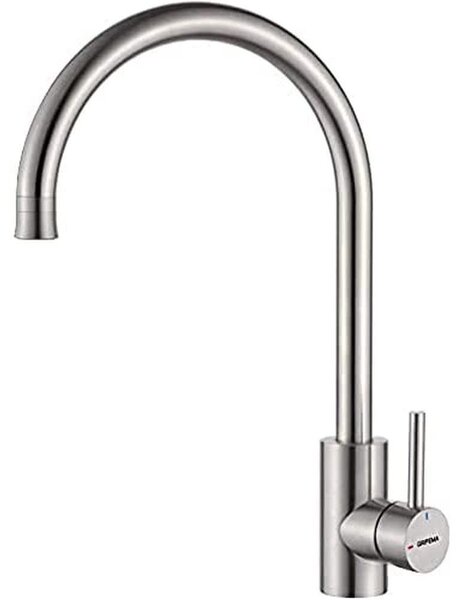 Rubinetto da cucina girevole a 360°, rubinetto da cucina con controllo touch e avvio a freddo, due tipi di getto, acciaio inossidabile, grigio