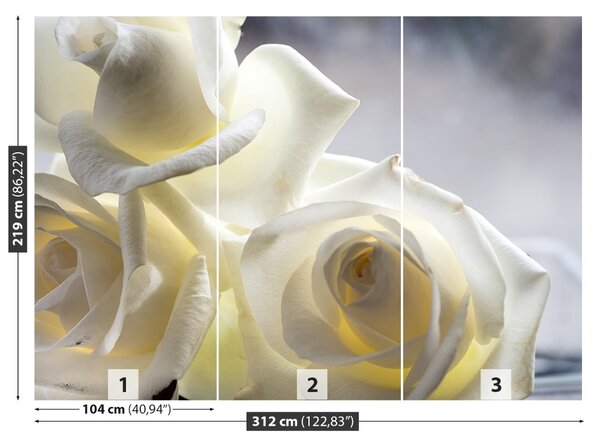 Carta da parati Rose bianche 104x70 cm