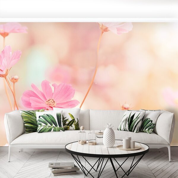Carta da parati Fiori spaziali rosa 104x70 cm