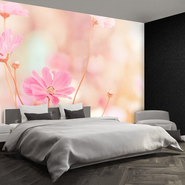 Carta da parati Fiori spaziali rosa 104x70 cm