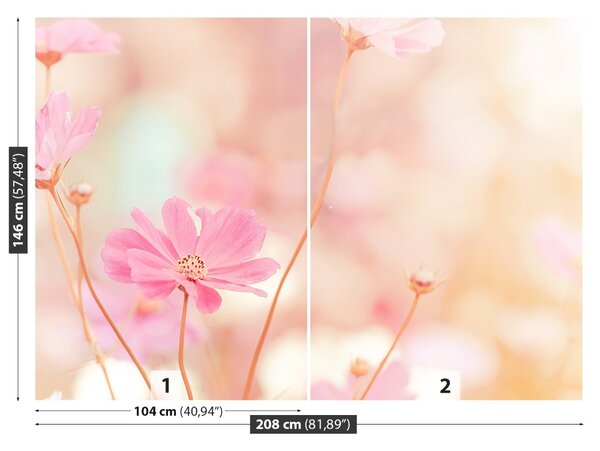 Carta da parati Fiori spaziali rosa 104x70 cm