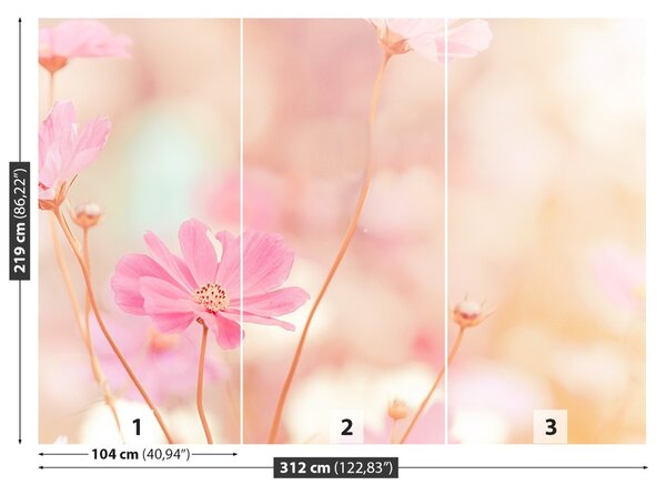 Carta da parati Fiori spaziali rosa 104x70 cm