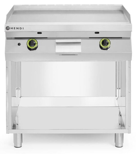 Piastra grill a gas, liscia, con mobiletto chiuso su 3 lati, HENDI, Kitchen Line, 10kW, 800x700x(H)900mm