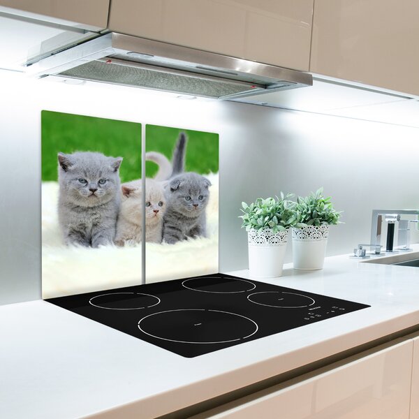 Tagliere in vetro Tre gatti sulla coperta 60x52 cm
