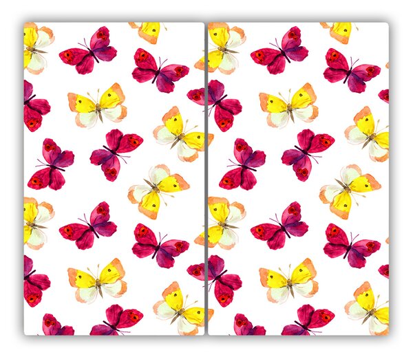 Tagliere in vetro Farfalle e fiori 60x52 cm