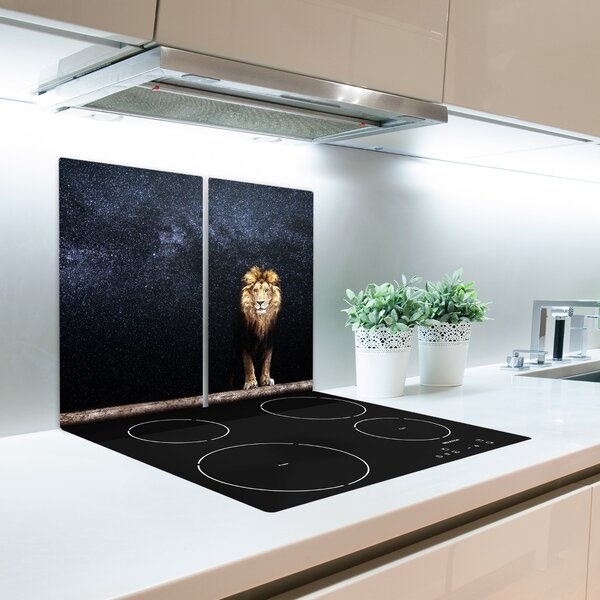 Tagliere in vetro temperato Leone sullo sfondo delle stelle 60x52 cm