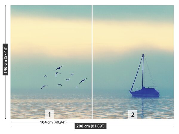 Carta da parati Barca a vela del lago 104x70 cm