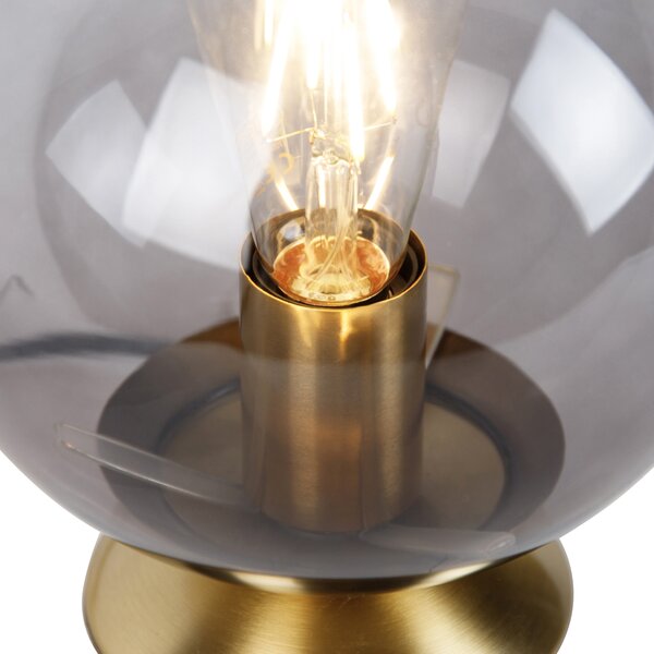 Lampada da tavolo Art Déco in ottone con vetro fumé - Pallon