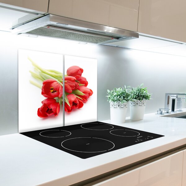 Tagliere in vetro temperato Tulipani rossi 60x52 cm
