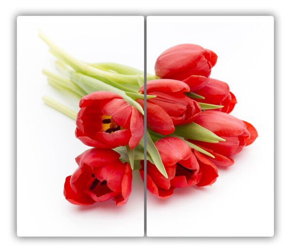 Tagliere in vetro temperato Tulipani rossi 60x52 cm