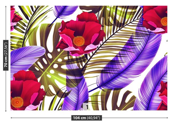 Carta da parati Foglie di fiori 104x70 cm