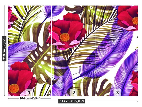 Carta da parati Foglie di fiori 104x70 cm
