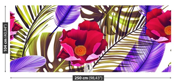 Carta da parati Foglie di fiori 104x70 cm
