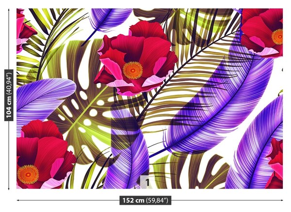 Carta da parati Foglie di fiori 104x70 cm