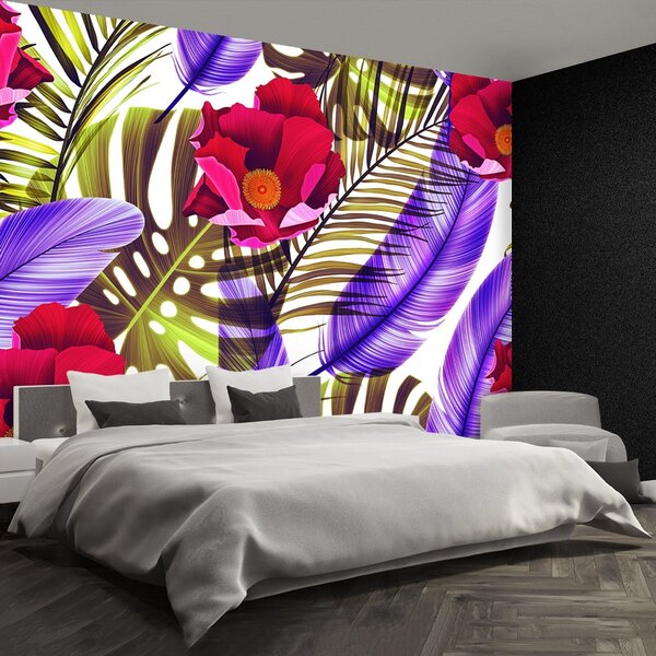 Carta da parati Foglie di fiori 104x70 cm