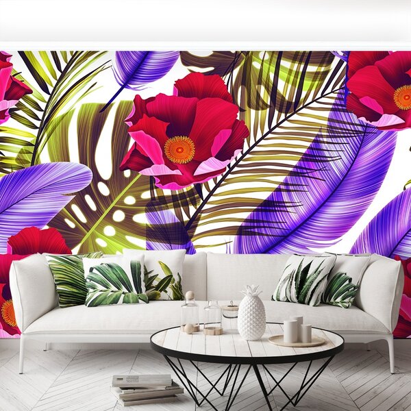 Carta da parati Foglie di fiori 104x70 cm