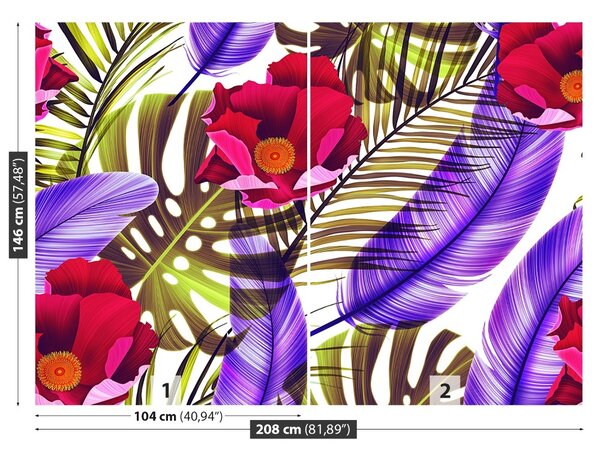 Carta da parati Foglie di fiori 104x70 cm