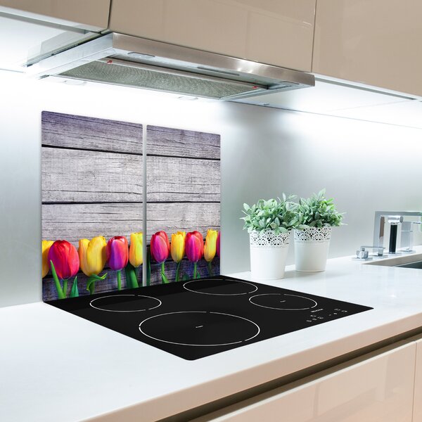 Tagliere in vetro Tulipani sul legno 60x52 cm
