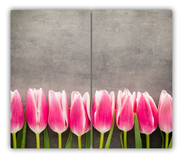 Tagliere in vetro temperato Tulipani rosa 60x52 cm