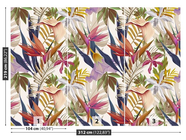 Carta da parati Fiori tropicali 104x70 cm