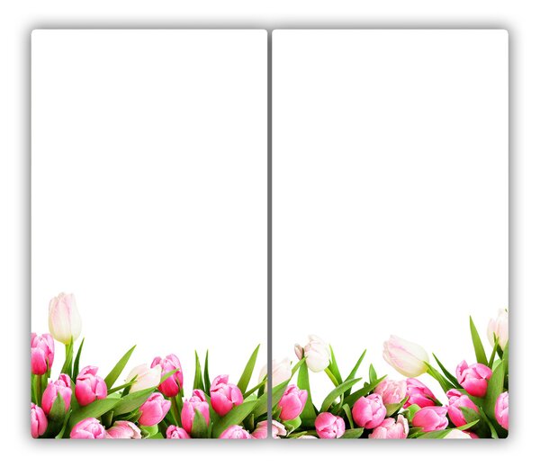 Tagliere in vetro Tulipani rosa 60x52 cm