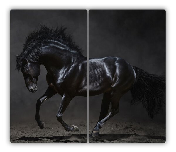 Tagliere in vetro temperato Cavallo nero 60x52 cm