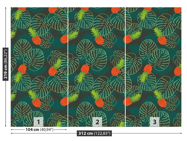 Carta da parati Foglie di frutta palma 104x70 cm