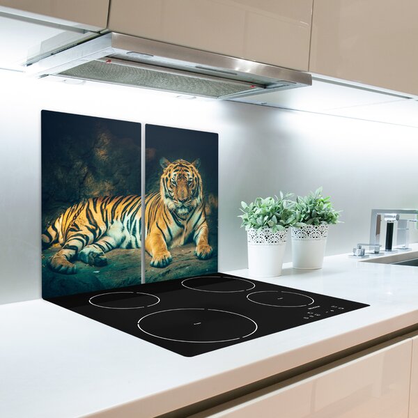 Tagliere in vetro Tigre in una grotta 60x52 cm