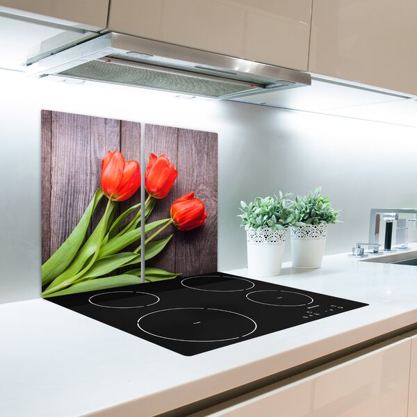 Tagliere in vetro temperato Tulipani rossi 60x52 cm