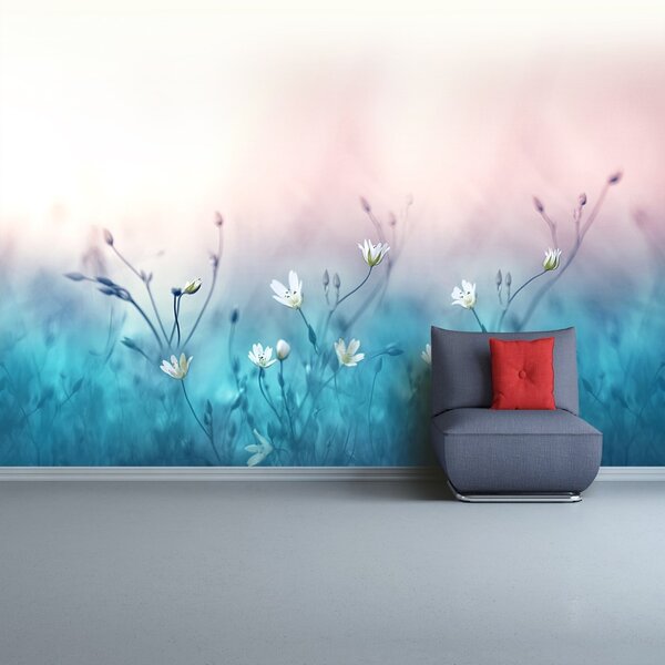 Carta da parati Fiori di campo bianco 104x70 cm